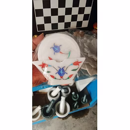 luxury white marble coaster with hand-inlaid blue floral artwork – indian stone craft | premium table decor