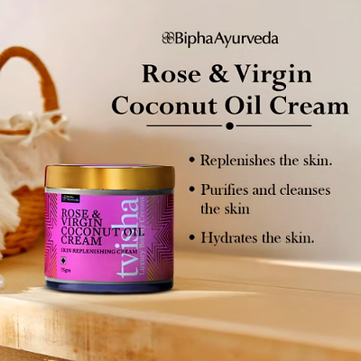 tvisha - rose & virgin coconut oil cream - 75 gm