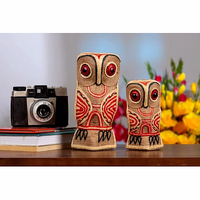 handcrafted jute owl set of 2 for home decor & table top decor