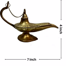 golden vintage brass aladdin chirag & cannon – 7 inch decorative set