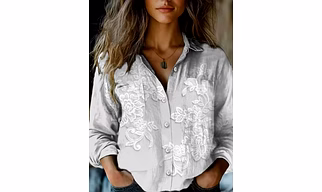 Floral Embroidered Button-Down Shirt