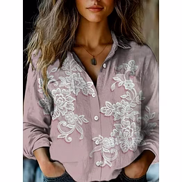 floral embroidered button-down shirt