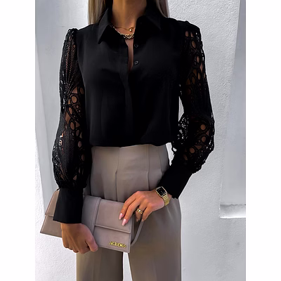 black and white grace lace sleeve shirt