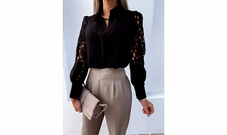 Black and White Grace Lace Sleeve Shirt