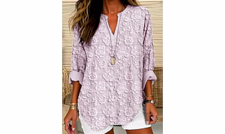 Elegant Floral Embroidered Lace Blouse for Women – Casual Chic Long Sleeve Tunic Top