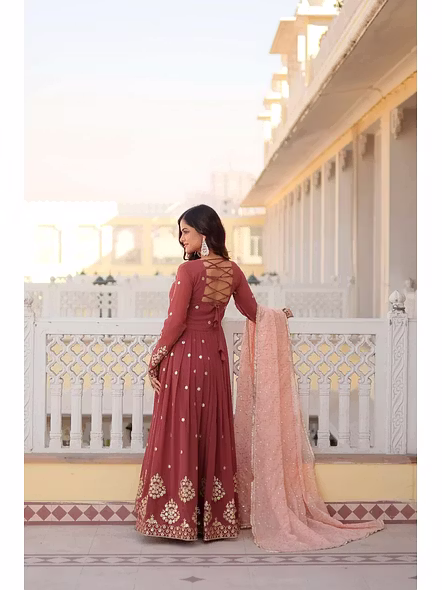 Powder Blue (Cyan) Luxe Gown with Russian Silk Dupatta
