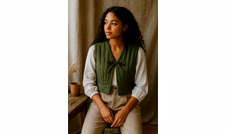 100% COTTON WOMENS JACKET WITH BOW-TIE