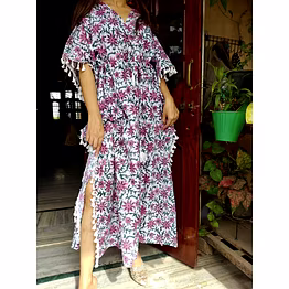 Handmade Kaftan Dress | Block Print Cotton Kaftan | Boho Beach Cover Up | Vacation Resort Wear | Ethnic Summer Dress | Gift for Her