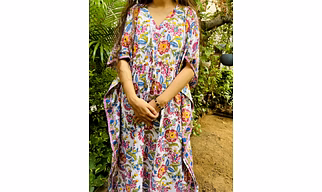 Handmade Kaftan Dress | Block Print Cotton Kaftan | Boho Beach Cover Up | Vacation Resort Wear | Ethnic Summer Dress | Gift for Her