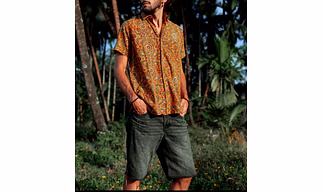 Block printed mens shirt