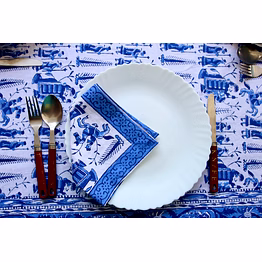 ethnicfashionin hand block printed tablecloth with 6 napkins
