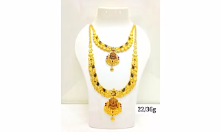 Papper casting gold haram,necklace set