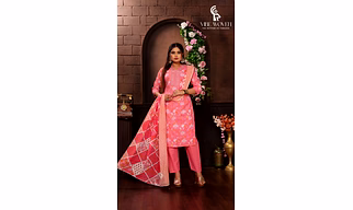Vibe Woven Women's Floral Print Cotton Salwar Kameez Suit Set, Pink, Traditional Indian Ethnic Dress with Printed Dupatta, 3 Piece