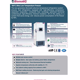 biomatiq ultra-low temperature freezer 858 litre- touchscreen