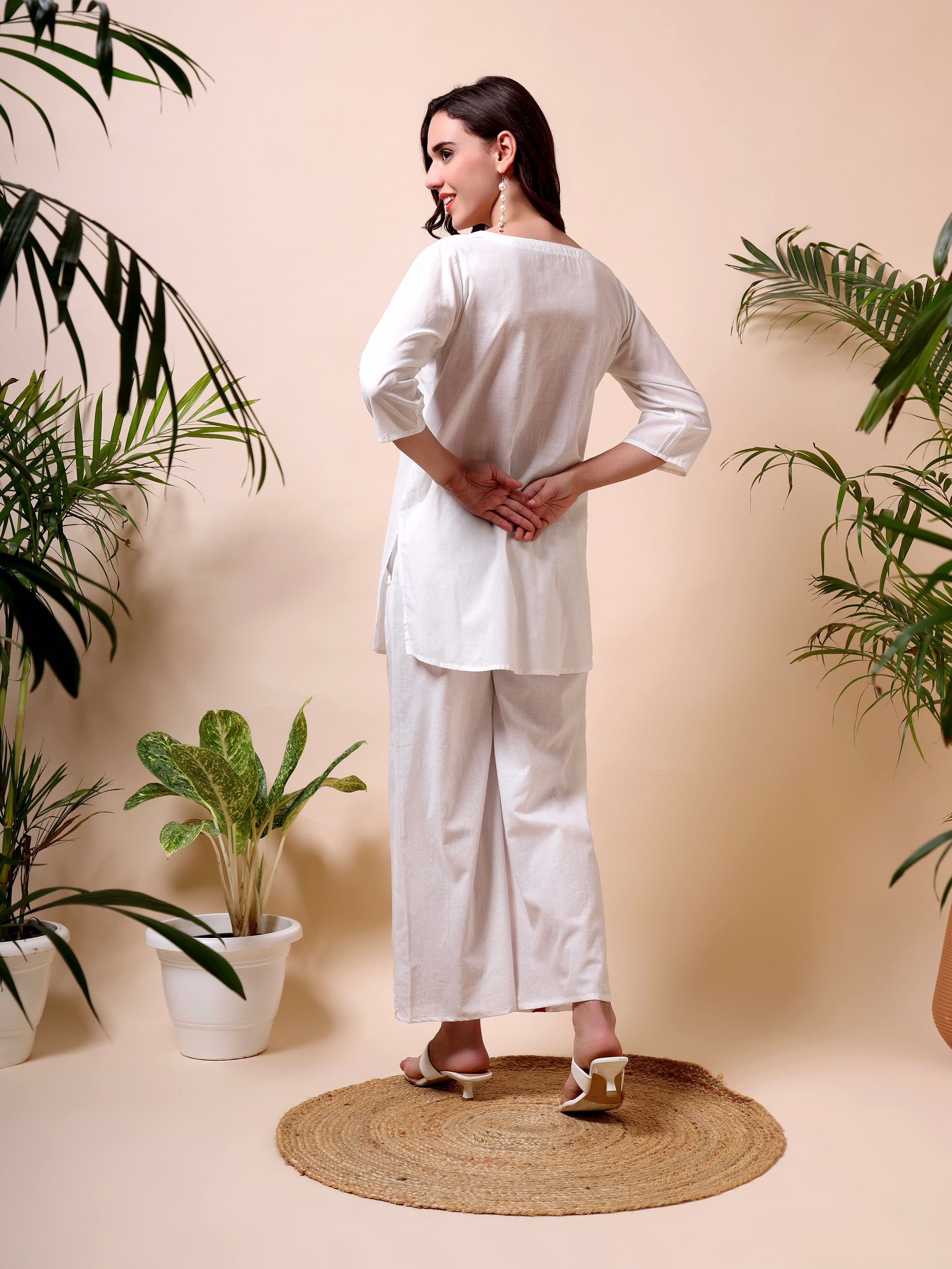 White Co-ord Set with Red Flower Design image 4