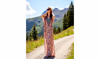 Floral Breeze Long Kaftan – Digital Printed | Lightweight Microfiber Comfort wear