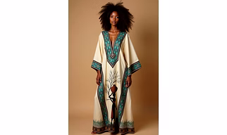 Elegant African Print Long Kaftan Dress – Lightweight Microfiber, One Size Fits Most