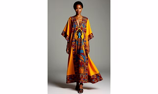 Goddess-Inspired Long Kaftan for Women – Vibrant Yellow, Digital Printed Microfiber with Ethnic Art