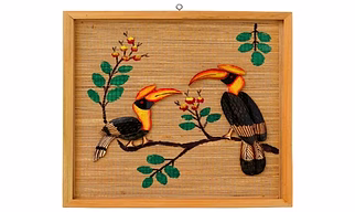 Bamboo Art Couple Hornbill Painting For Home Decor | Bamboo Art Gift For Multiple Occasions