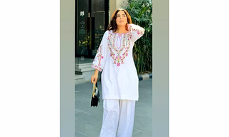 New Designer Collection In Natural Crep Silk Top-Bottom And Dupatta Set Fully Stitched Ready To Wear