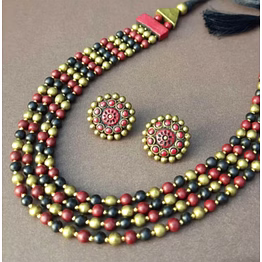 handmade terracotta jewelry set – necklace & earrings