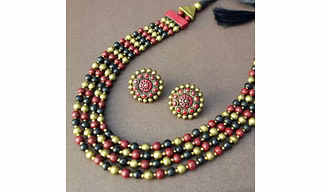 Handmade Terracotta Jewelry Set – Necklace & Earrings