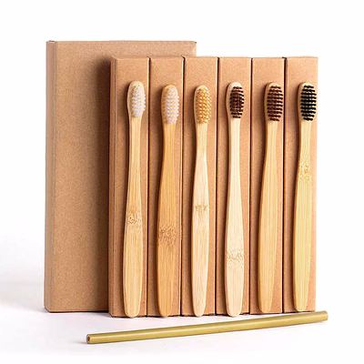 bamboo toothbrush 100% biobased bristles eco-friendly toothbrush with soft bristles | biodegradable handle | plastic-free oral care for adults