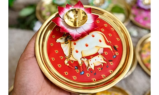Kamadhenu Pooja Thali with Lotus Diya