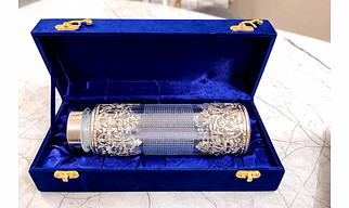 Premium Glass Bottle with German Silver Finish