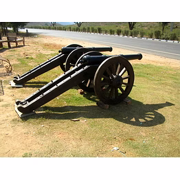 iron wooden decorative cannon pair