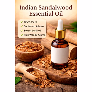 Indian Sandalwood Essential Oil (Santalum Album) – Natural Steam Distilled Fragrance Grade