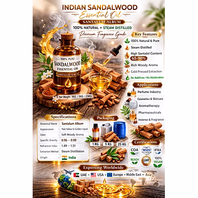 Indian Sandalwood Essential Oil (Santalum Album) – Natural Steam Distilled Fragrance Grade-1
