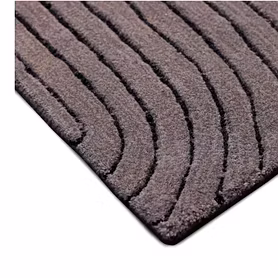 Modern Area Rug with Curved Line Pattern, Contemporary Abstract Design, Grey with Coral Accent, Indoor Floor Carpet (3x5 Feet)
