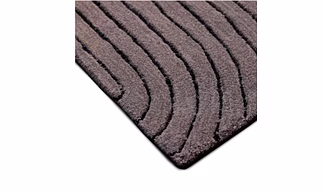 Modern Area Rug with Curved Line Pattern, Contemporary Abstract Design, Grey with Coral Accent, Indoor Floor Carpet (3x5 Feet)