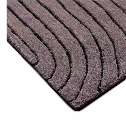 Modern Area Rug with Curved Line Pattern, Contemporary Abstract Design, Grey with Coral Accent, Indoor Floor Carpet (3x5 Feet)-3