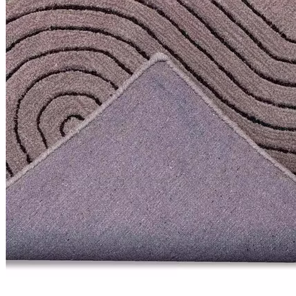 Modern Area Rug with Curved Line Pattern, Contemporary Abstract Design, Grey with Coral Accent, Indoor Floor Carpet (3x5 Feet)-2