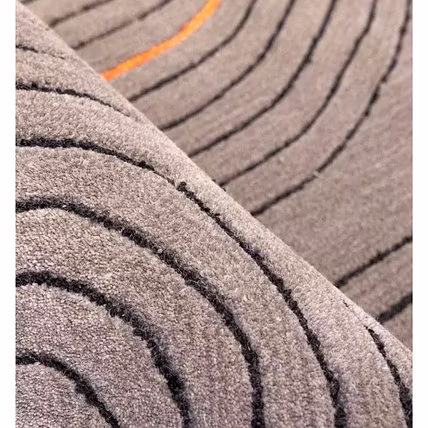Modern Area Rug with Curved Line Pattern, Contemporary Abstract Design, Grey with Coral Accent, Indoor Floor Carpet (3x5 Feet)-4