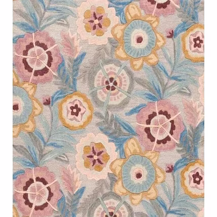 Floral Area Rug, Pastel Pink Blue Yellow Design, Hand-Tufted Wool, Living Room Bedroom Decor (3x5 Feet)-4