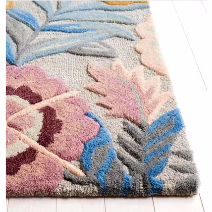 Floral Area Rug, Pastel Pink Blue Yellow Design, Hand-Tufted Wool, Living Room Bedroom Decor (3x5 Feet)-3