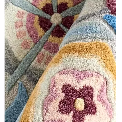 Floral Area Rug, Pastel Pink Blue Yellow Design, Hand-Tufted Wool, Living Room Bedroom Decor (3x5 Feet)-2
