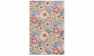 Floral Area Rug, Pastel Pink Blue Yellow Design, Hand-Tufted Wool, Living Room Bedroom Decor (3x5 Feet)