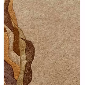 Modern Abstract Area Rug with Wavy Brown Design, Beige and Tan Colors, Contemporary Home Decor (4x6 Feet)