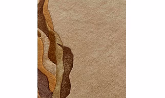 Modern Abstract Area Rug with Wavy Brown Design, Beige and Tan Colors, Contemporary Home Decor (4x6 Feet)