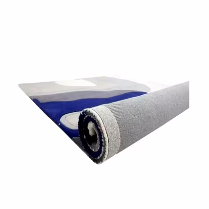 Modern Abstract Area Rug, Navy Blue Gray White Pattern, Contemporary Living Room Carpet (5x8)ft-1