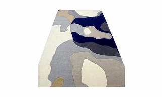 Modern Abstract Area Rug, Navy Blue Gray White Pattern, Contemporary Living Room Carpet (5x8)ft