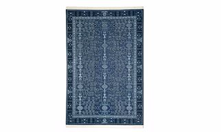 Traditional Persian Area Rug, Navy Blue, Oriental Floral Pattern, Cotton Fringe Border, Vintage Style (5x8) ft