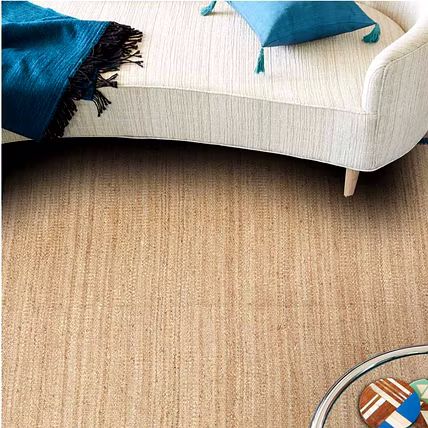 Natural Jute Area Rug with Navy Blue Border, Handwoven Seagrass Mat, Coastal Farmhouse Style, Indoor Floor Covering-2