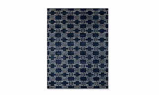 Geometric Pattern Area Rug, Navy Blue and White, Modern Cross Design, Contemporary Indoor Floor Carpet