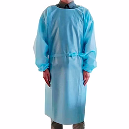 disposable isolation gown.