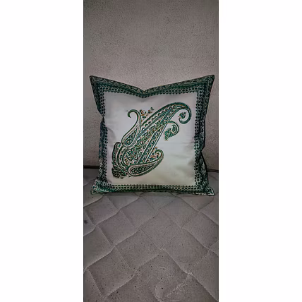 Chanderi hand block print cushion cover-12749229